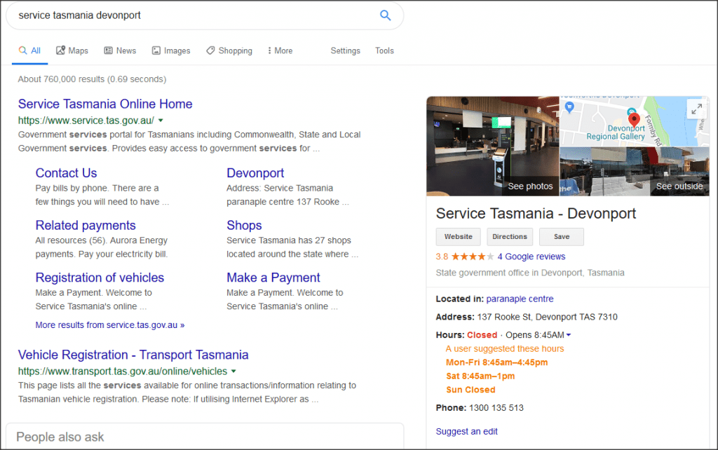 Google my business listing